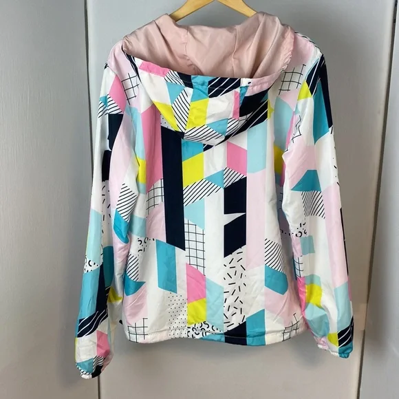 VTG Black Jack '99 USA 1/2 Zip Pullover Jacket Sz Medium Colorful Geometric - Picture 2 of 12